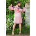 Boho Style Embroidered Classic Dress Baby Pink with Black Embroidery